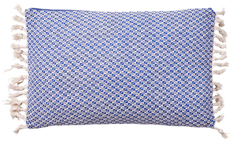 40X60 Blue Cushion With Fringes