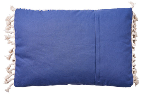 40X60 Blue Cushion With Fringes