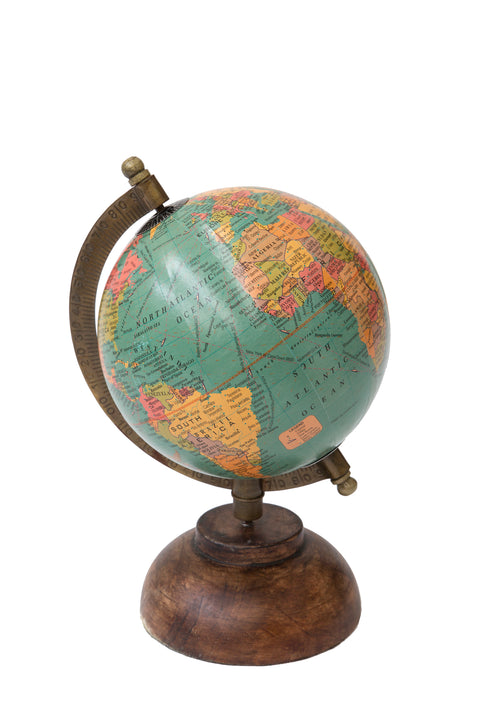 World Map - Celestial Globe Wooden Base