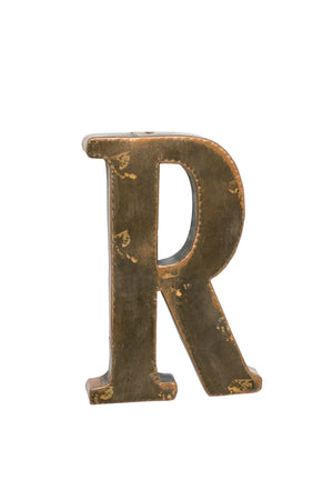R - Lettera Da Appendere In Metallo Anticato