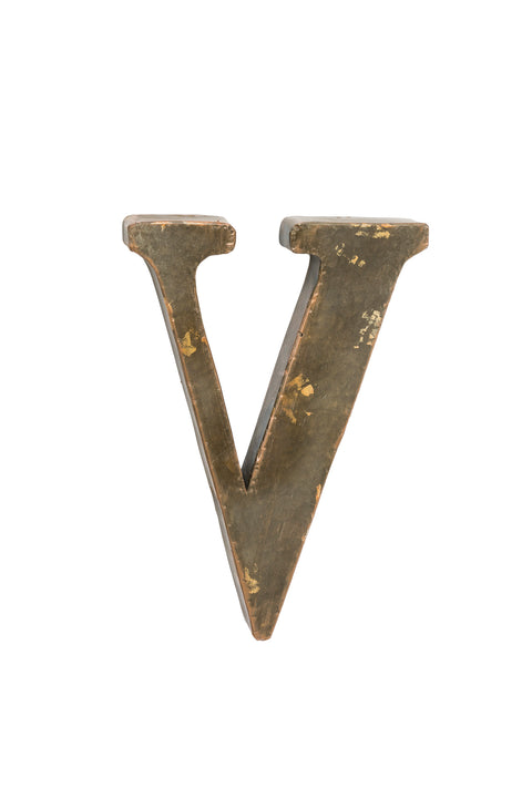 V - Lettera Da Appendere In Metallo Anticato