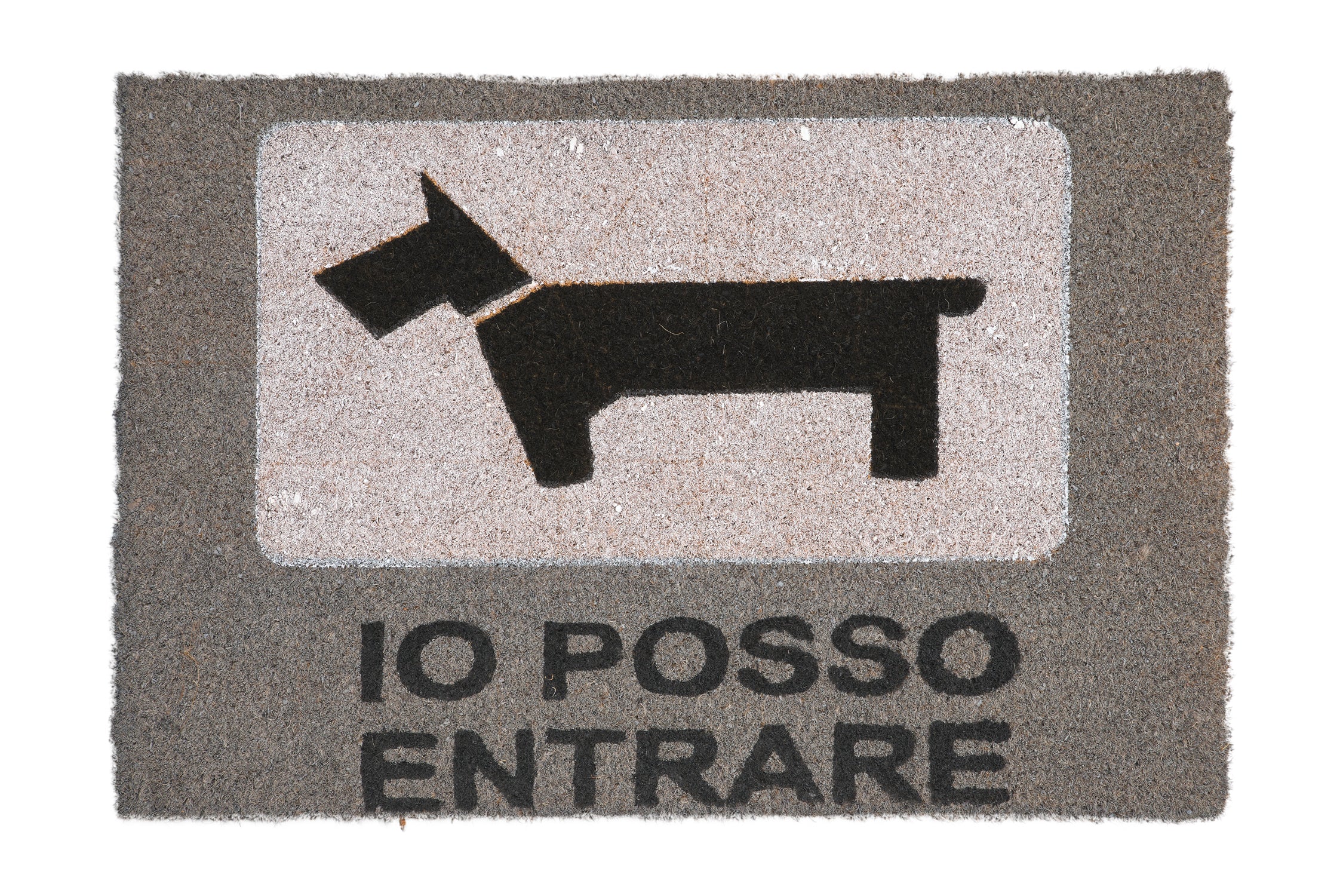 Novità Home Coco door mat-sagoma cane io posso entrare nero grigio