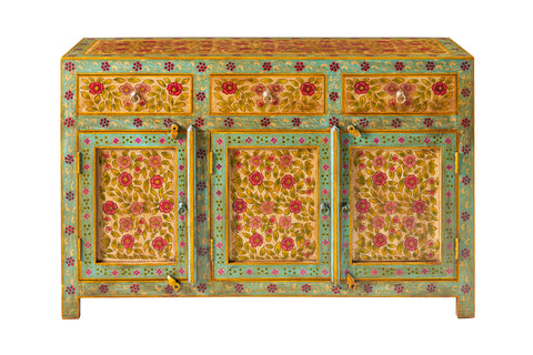 Novita home_M-100/A_Frida - credenza 3 cassetti 3 sportelli rosso/verde_1