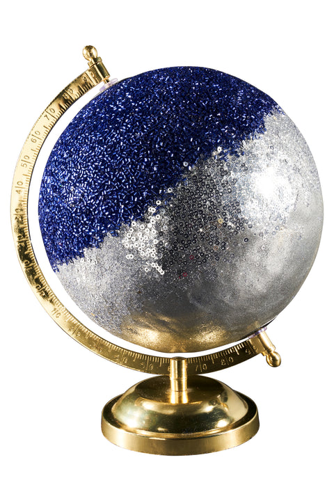 Novita home_PR-08_Mappamondo - globo glitter blue argento base metallo dorato_1