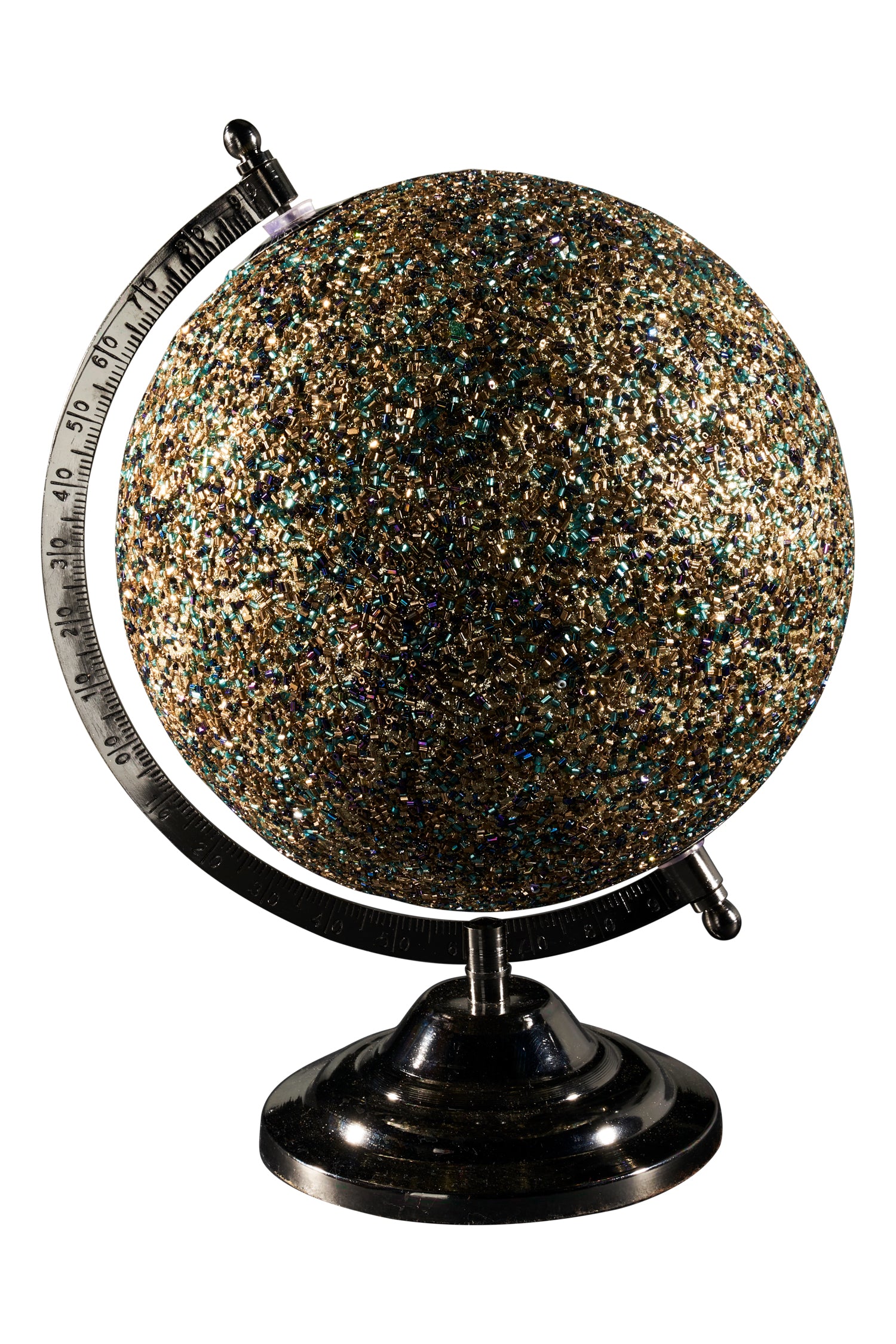 Novità Home Mappamondo - globo glitter oro base argento brunito