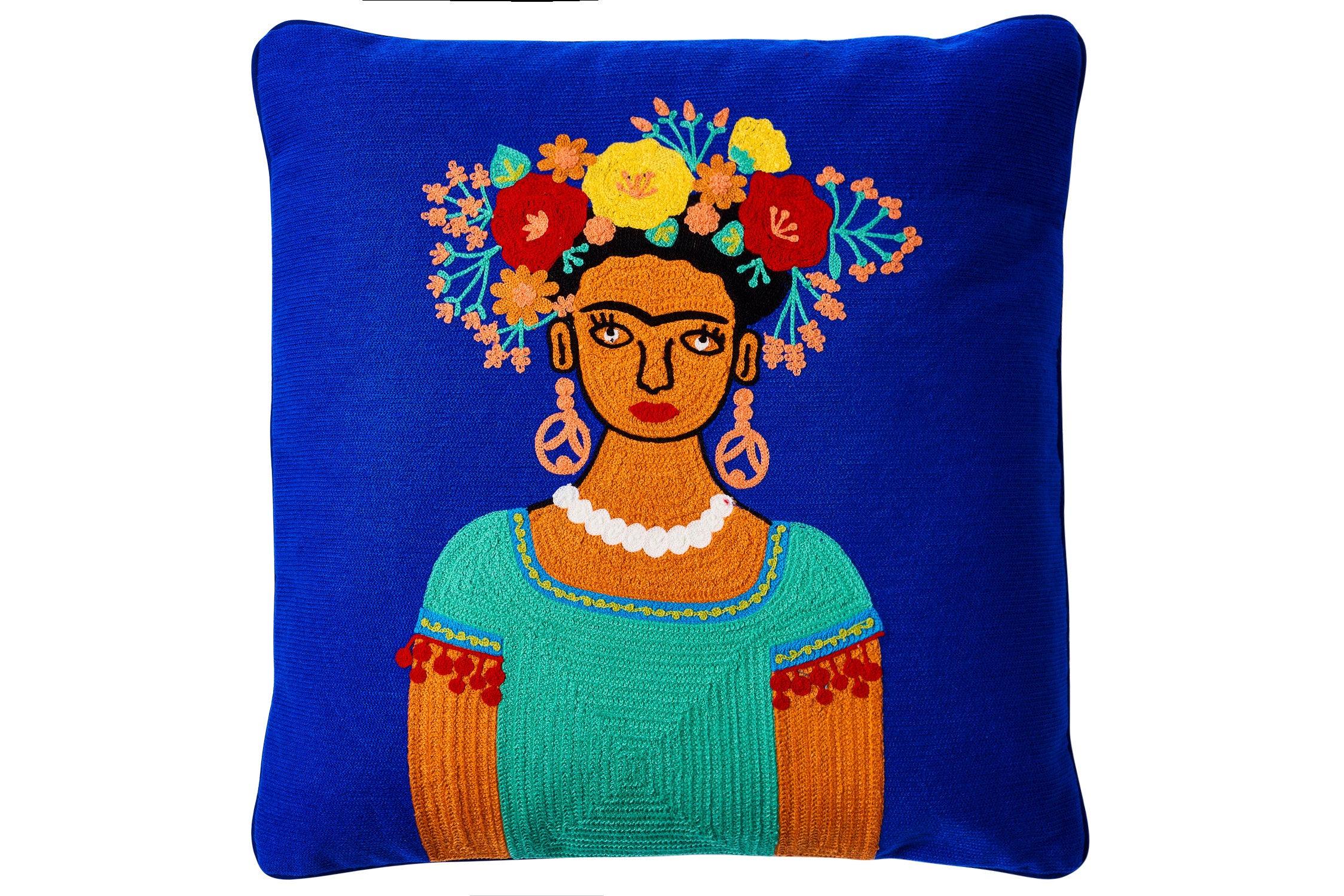 Novità Home Embroidery - cuscino lovers folk art mujer con sombrero de flore