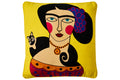 Novita home_CR-130_Embroidery - cuscino modern art femme avec chat autour du cou_1