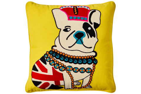 Novita home_CR-133_Embroidery - cuscino yellow pop art royal dog_1