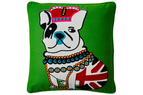 Novita home_CR-134_Embroidery - cuscino green pop art royal dog_1