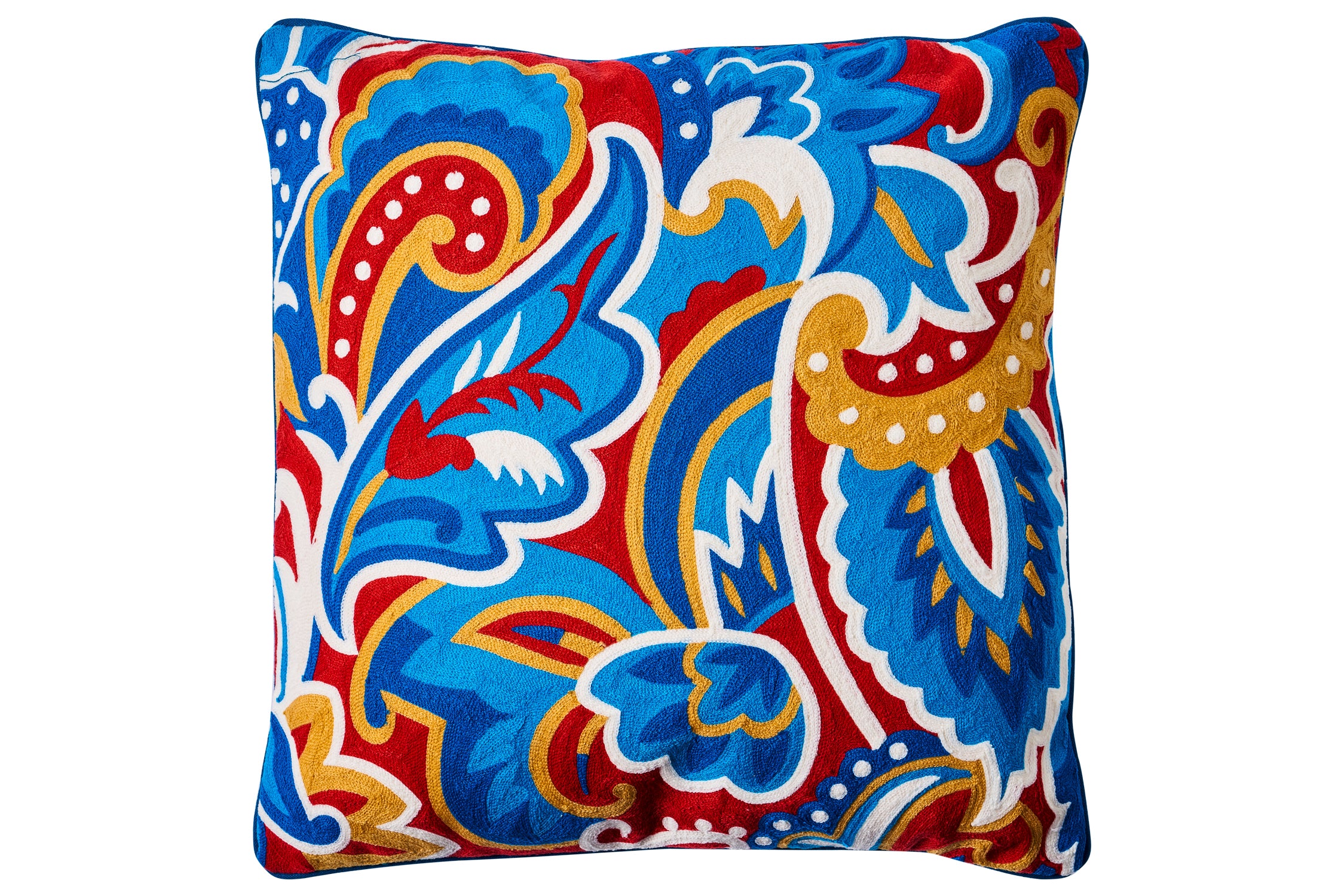 Novità Home Embroidery - cuscino foliage blue red