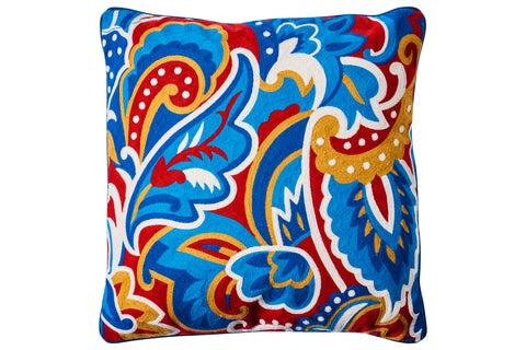 Novita home_CR-141/LIGHTBLUE_Embroidery - cuscino foliage blue red_1