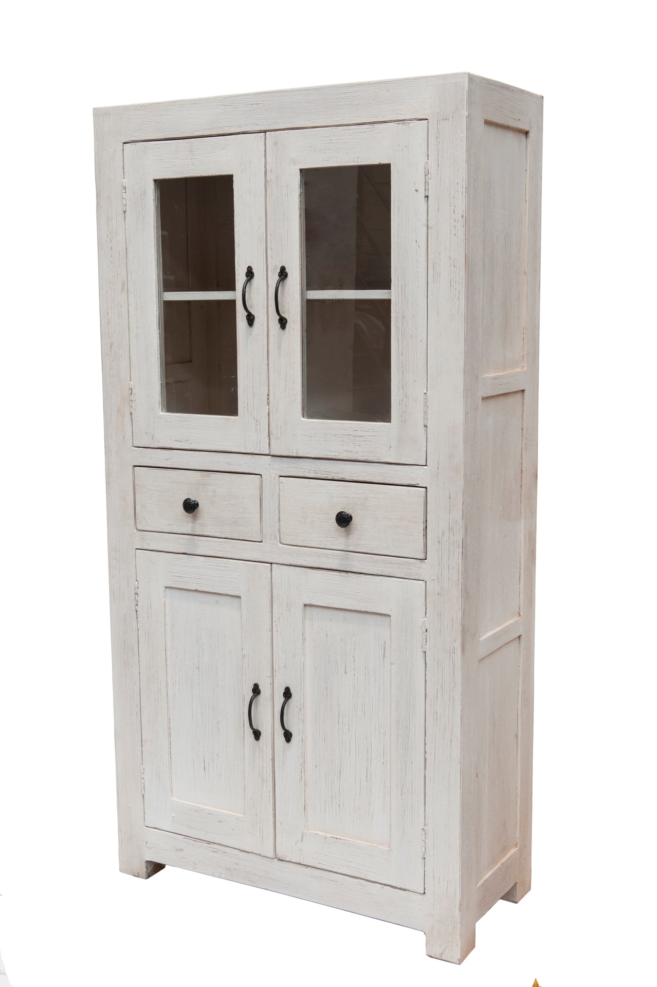 Novità Home Vetrina 2 cassetti 4 sportelli in legno bianco