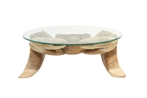 Novita home_F-990_Tavolino basso base in legno forma granchio con vetro_1
