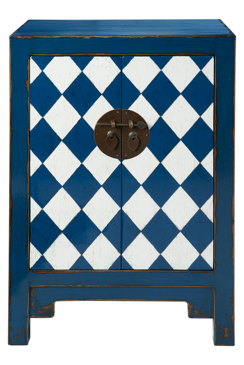Novita home_NW-12_Credenza 2 sportelli in legno scacchi bianco e blu_1