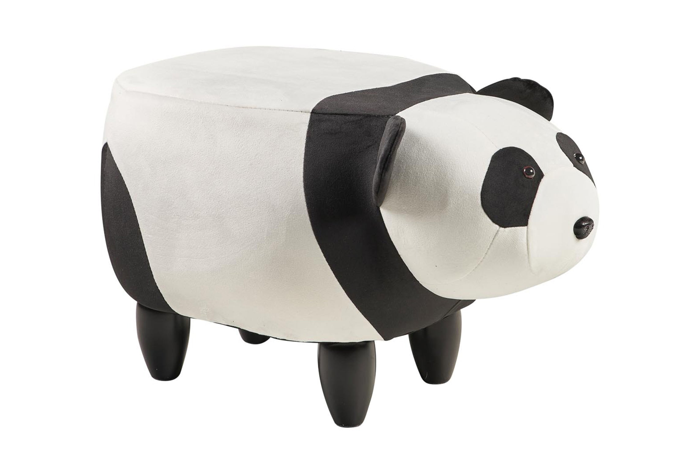 Novità Home Pouf imbottito pelliccia sintetica, legno - panda