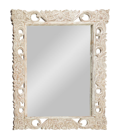 Novita home_F-591_Specchio rettangolare in legno intarsiato bianco_1