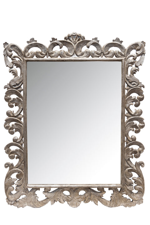 Novita home_F-746_Volvite - specchio rettangolare in legno argento anticato_1