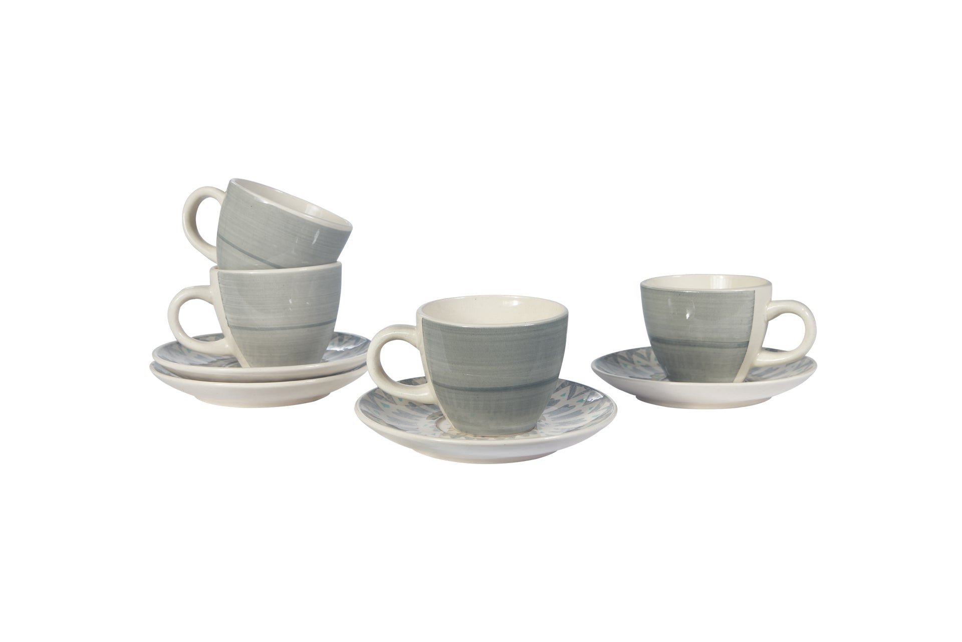 Set Di 4 Tazzine Da Caffè In Ceramica, 120 Ml - Colore Verde Smeraldo, Ideali Per Espresso E Momenti Di Relax