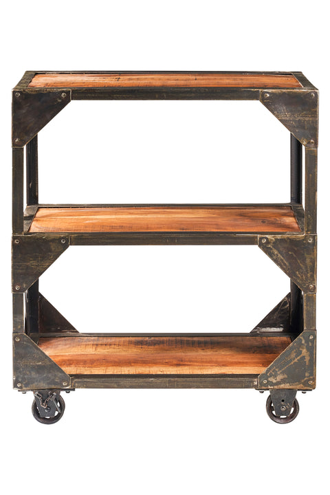 Novita home_B-462/R_Bristol - etagere in legno di recupero e metallo con ruote_1