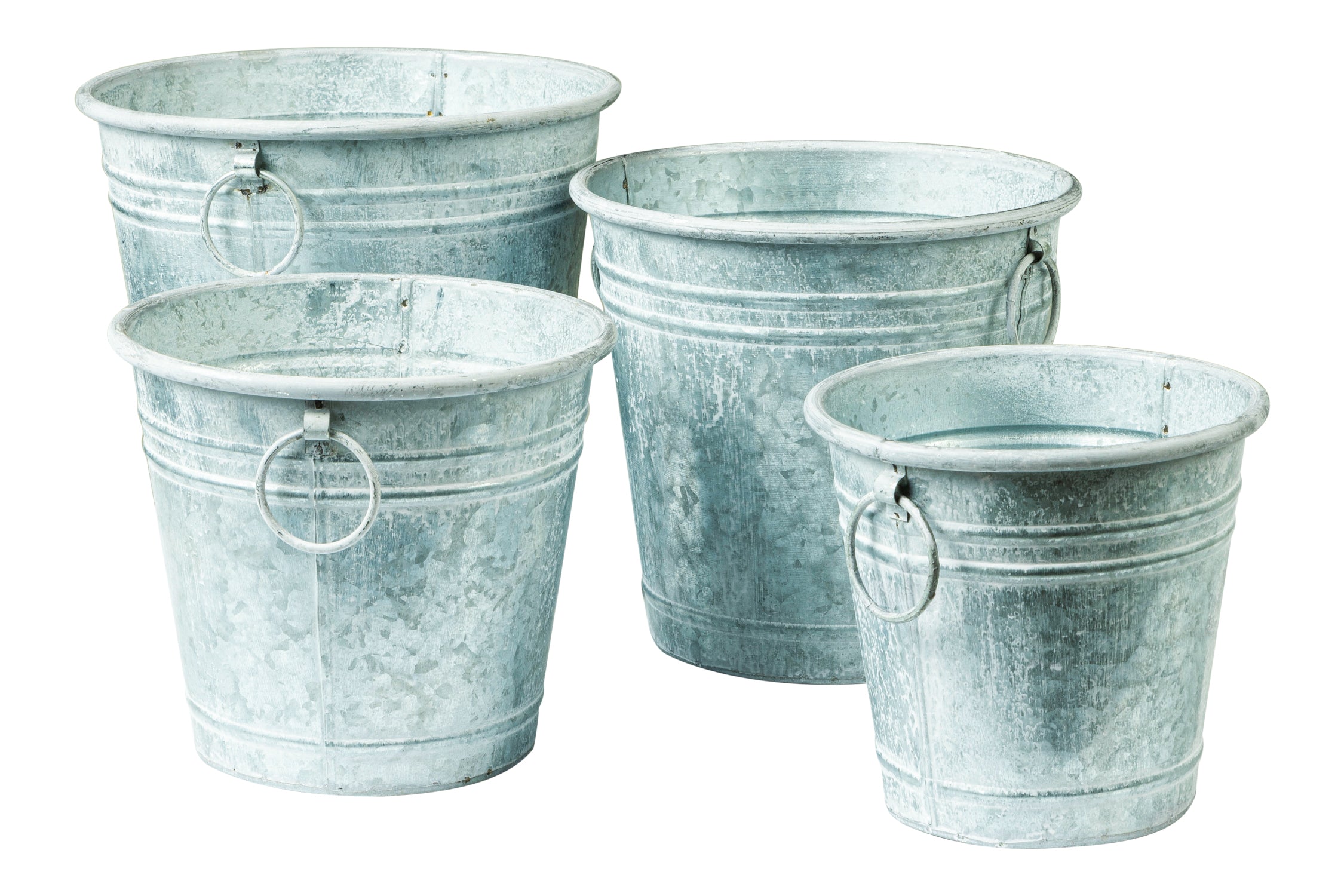 Novità Home Cache Pot - Portavasi Con Anelli Color White Wash Set 1/4