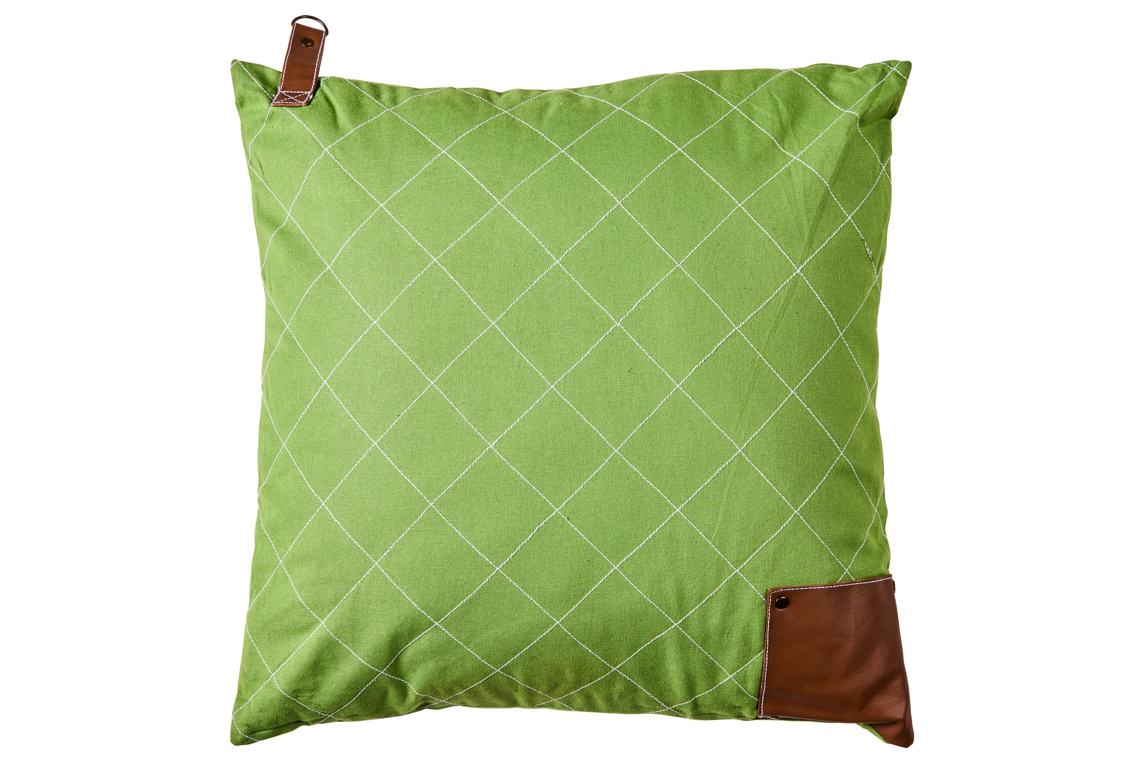 Novità Home Cuscino Patchwork Verde Con Inserti Similpelle