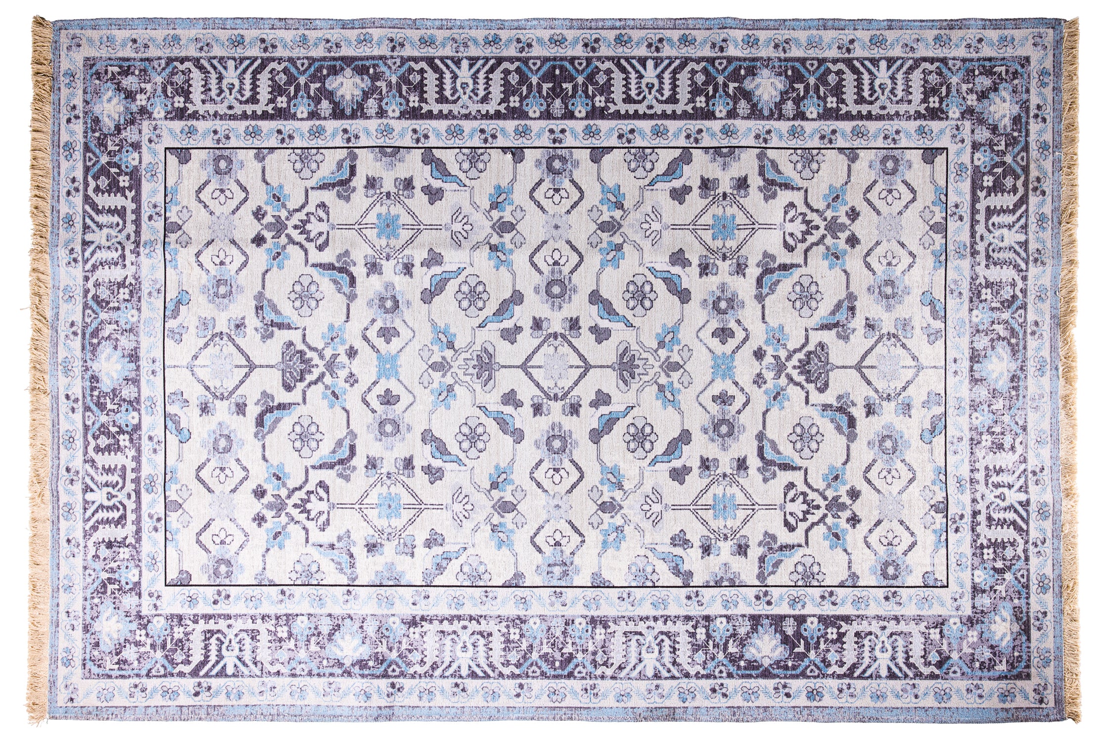 Novità Home Tappeto 140X200 Stampa Vintage Su Tonalita Blu