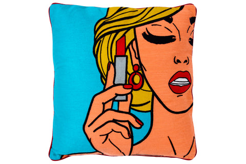 Novita-home-embrodery--cuscino-pop-comic-woman-with-lipstick-cr-150